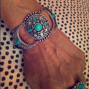 🍀Lucky Brand🍀Turquoise & Silver Toggle Bracelet